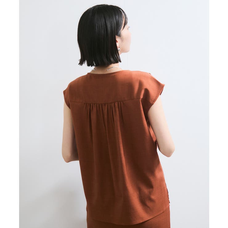 WEB限定】【セットアップ対応】Vネックフレンチスリーブブラウス