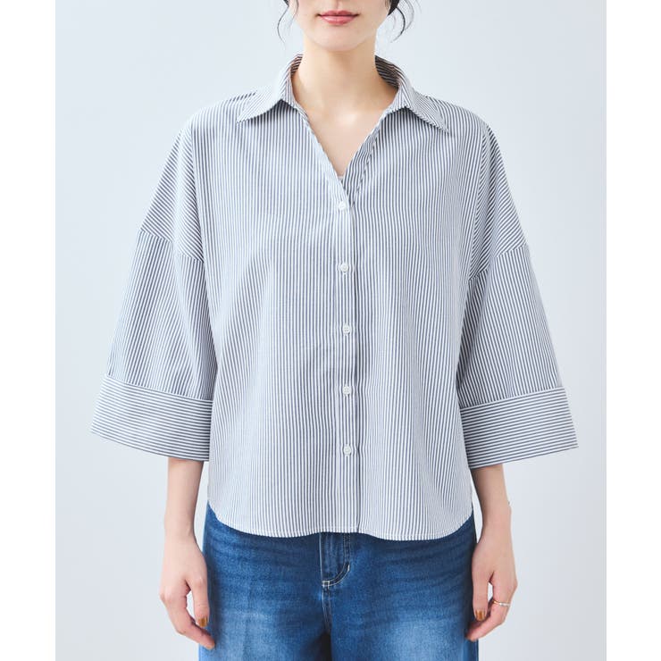 【WEB限定】スキッパーワイドスリーブシャツ/通勤対応 | VIS  | 詳細画像26 