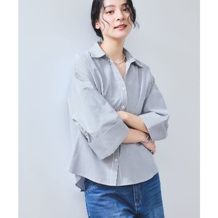 【WEB限定】スキッパーワイドスリーブシャツ/通勤対応 | VIS  | 詳細画像4 