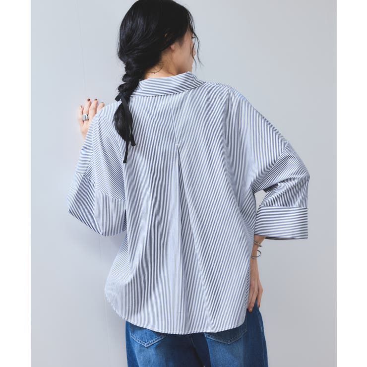 ネイビー系(41) | 【WEB限定】スキッパーワイドスリーブシャツ/通勤対応 | VIS 