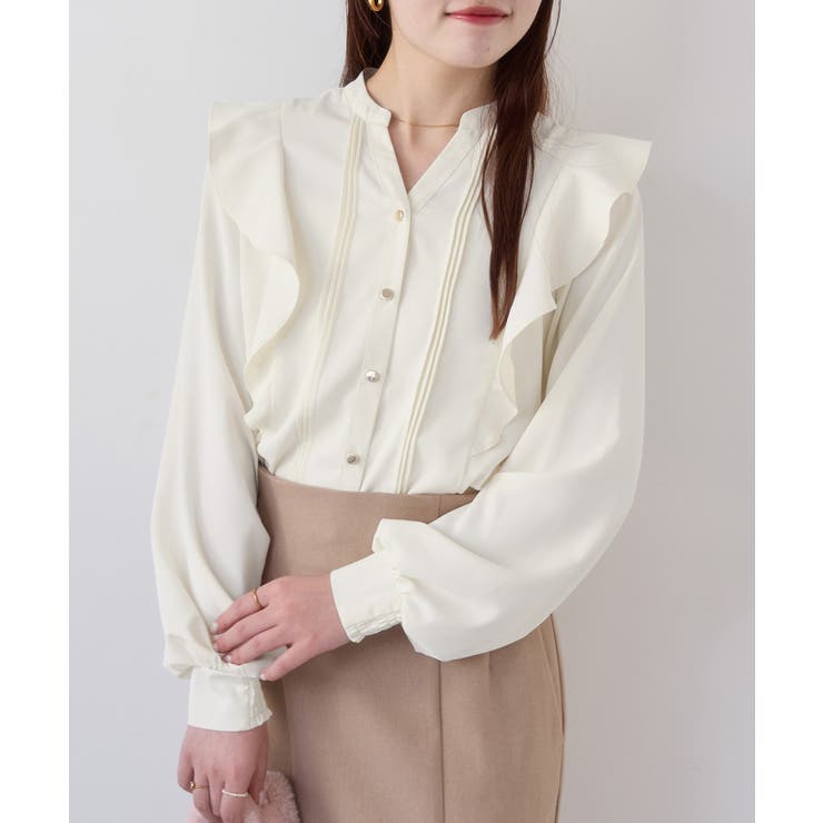 【WEB限定】スキッパーフリルデザインブラウス | VIS  | 詳細画像3 