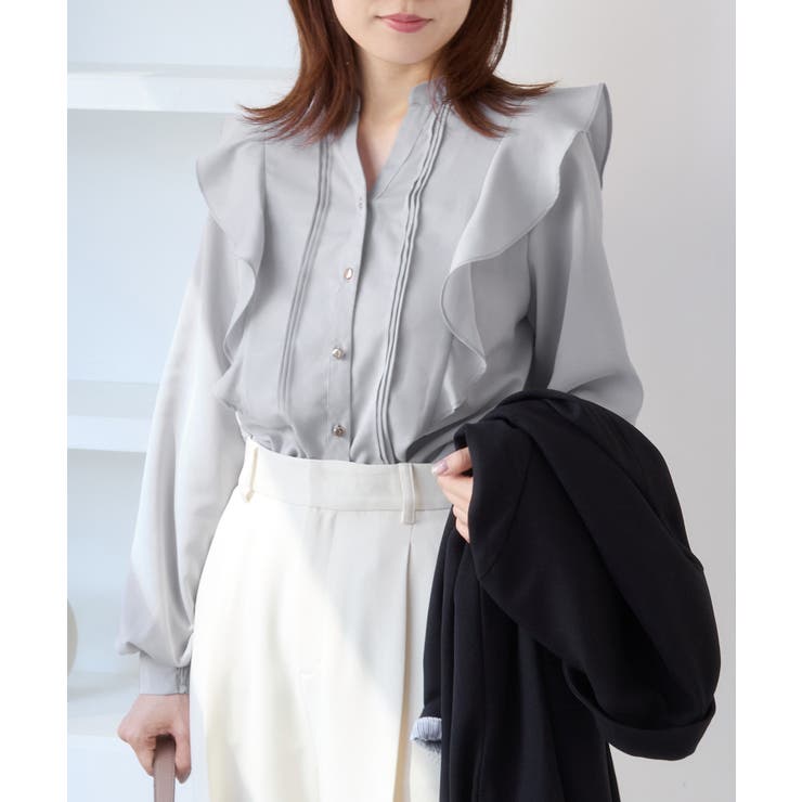 グレーサブ(09) | 【WEB限定】スキッパーフリルデザインブラウス | VIS 