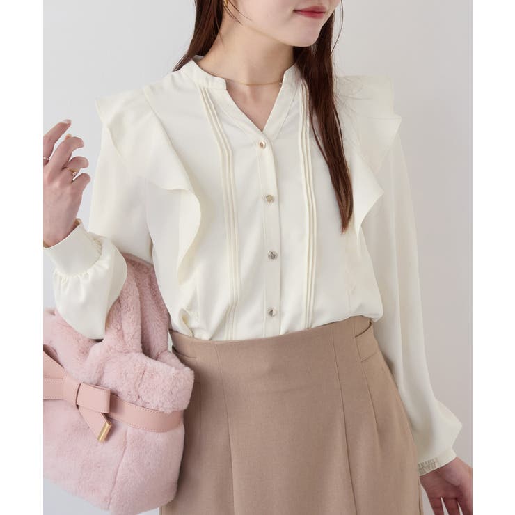 オフホワイト(15) | 【WEB限定】スキッパーフリルデザインブラウス | VIS 