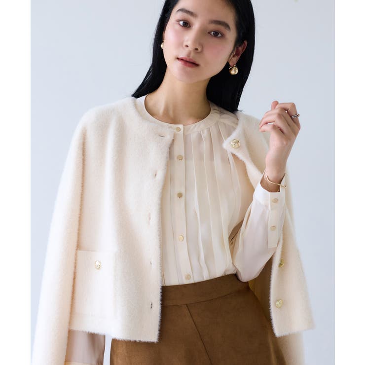 【WEB限定】ゴールドボタンタックブラウス | VIS  | 詳細画像3 