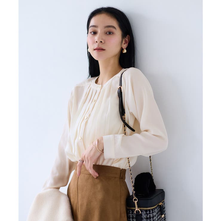 【WEB限定】ゴールドボタンタックブラウス | VIS  | 詳細画像4 