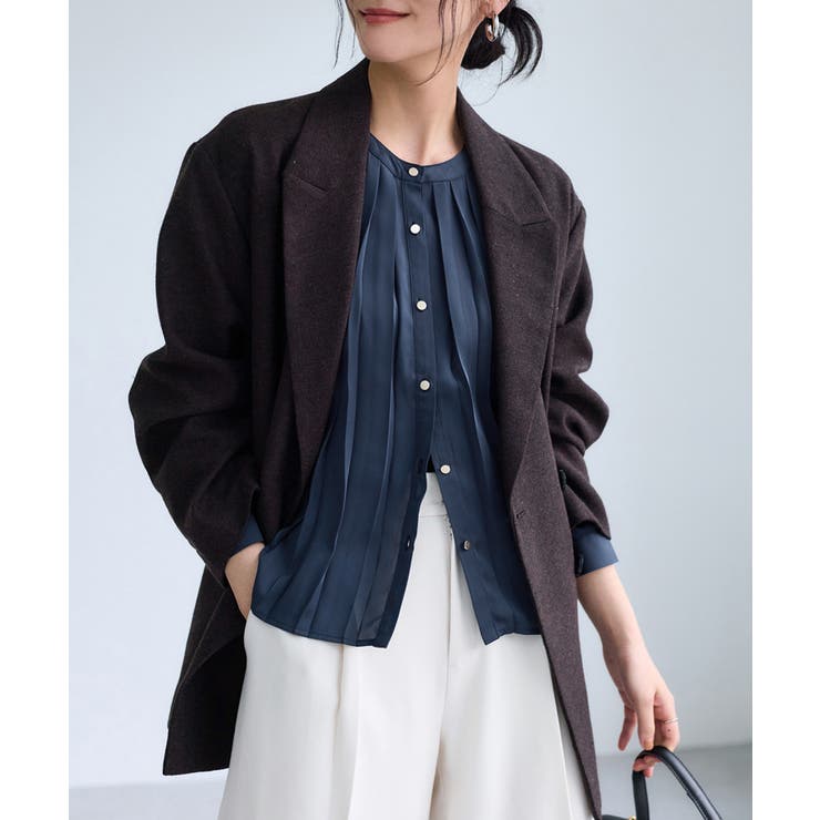 ネイビー(40) | 【WEB限定】ゴールドボタンタックブラウス | VIS 