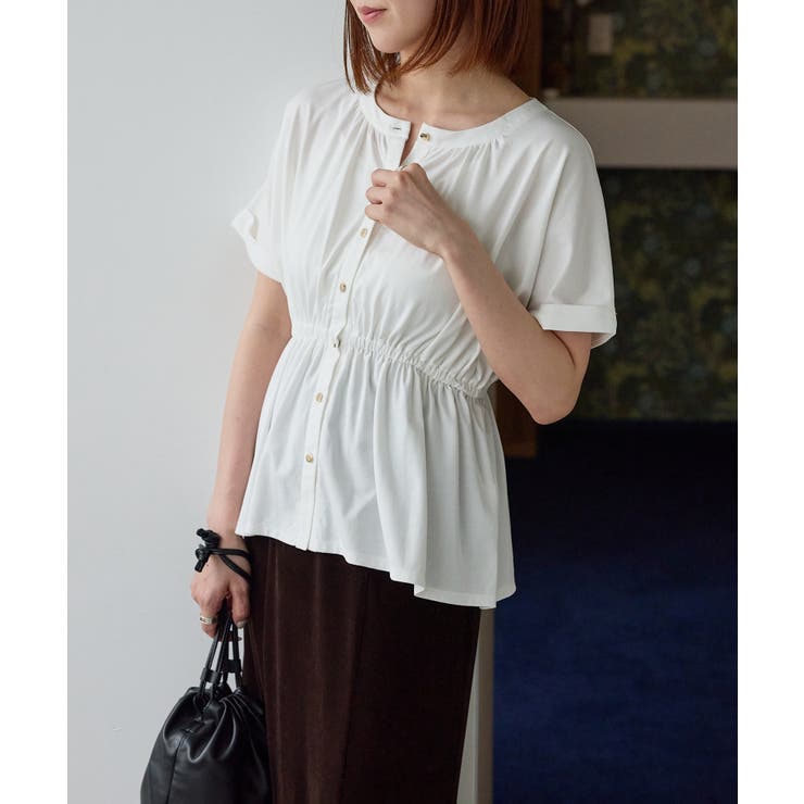 【WEB限定】メタル釦カットペプラムブラウス | VIS  | 詳細画像1 