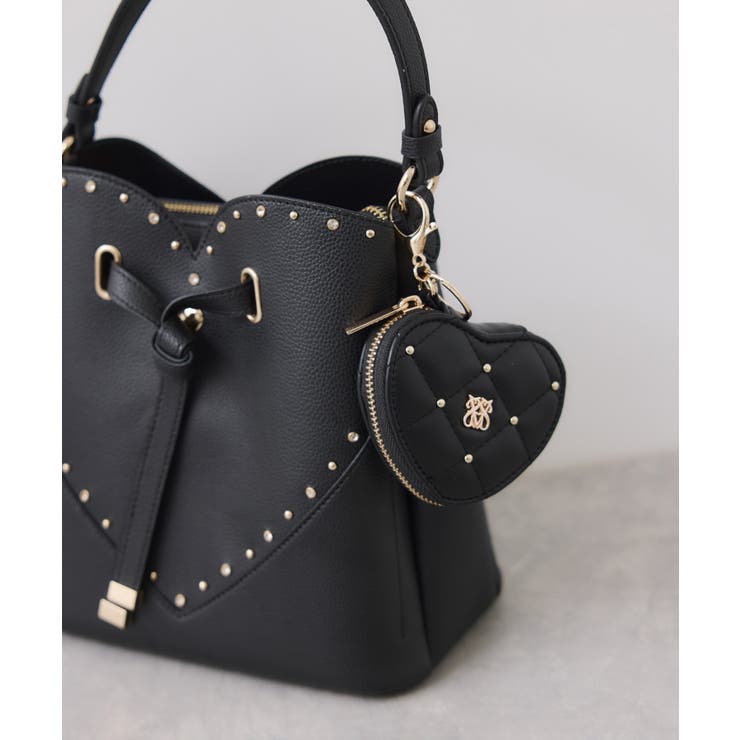 ブラック(01) | スタッズキルティングハートポーチチャーム | VIS 