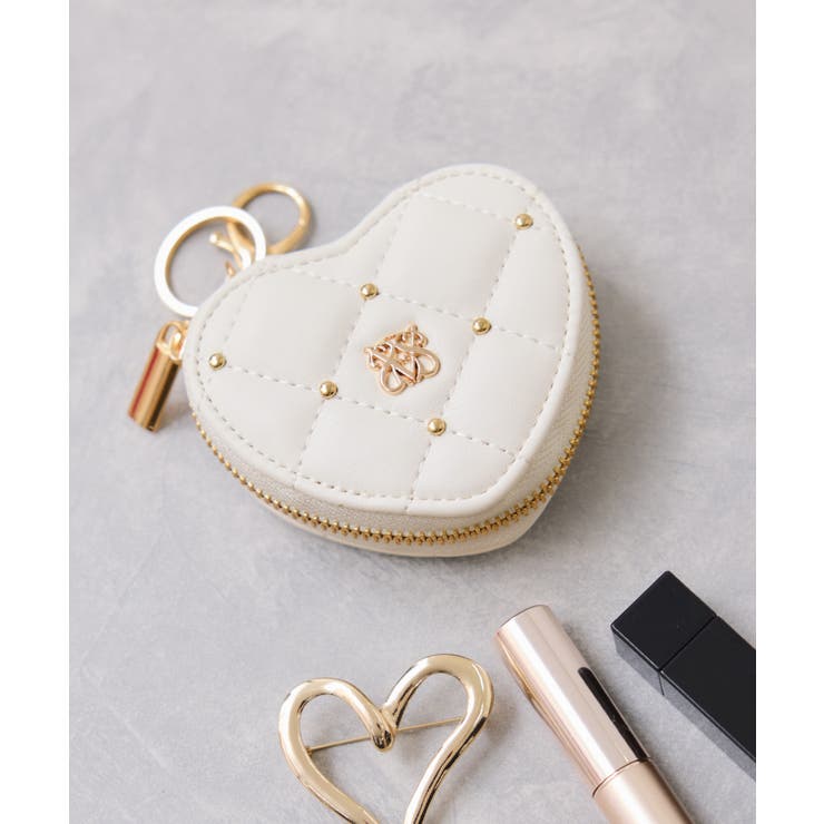 ホワイト(10) | スタッズキルティングハートポーチチャーム | VIS 