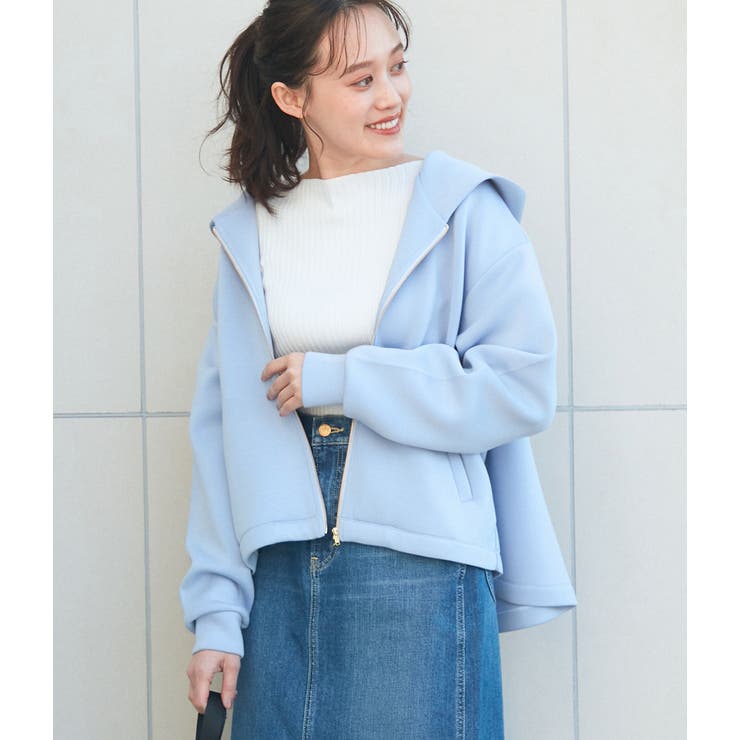 ブルー(44) | 【モイストスフレタッチ】ダンボールニットテントラインジップパーカー | VIS 