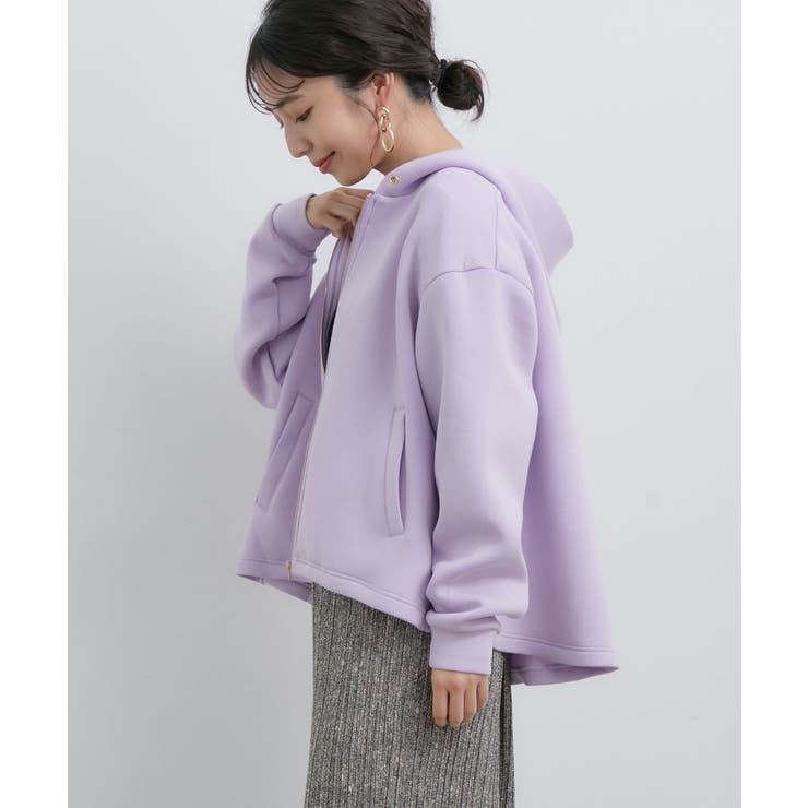 ラベンダー(52) | 【モイストスフレタッチ】ダンボールニットテントラインジップパーカー | VIS 