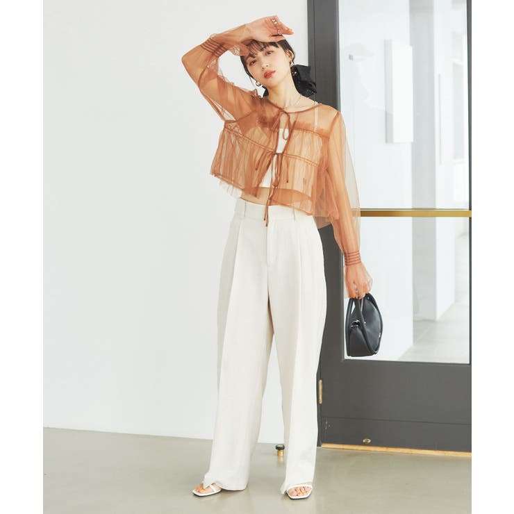 【前後2WAY】袖シャーリングチュールリボンブラウス | VIS  | 詳細画像16 