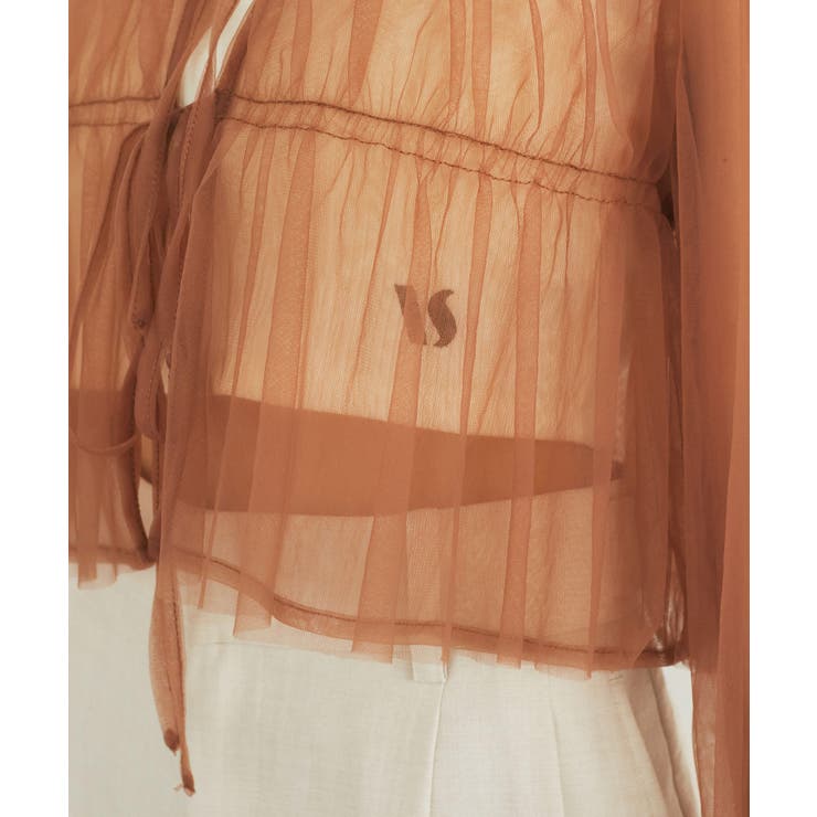 【前後2WAY】袖シャーリングチュールリボンブラウス | VIS  | 詳細画像23 