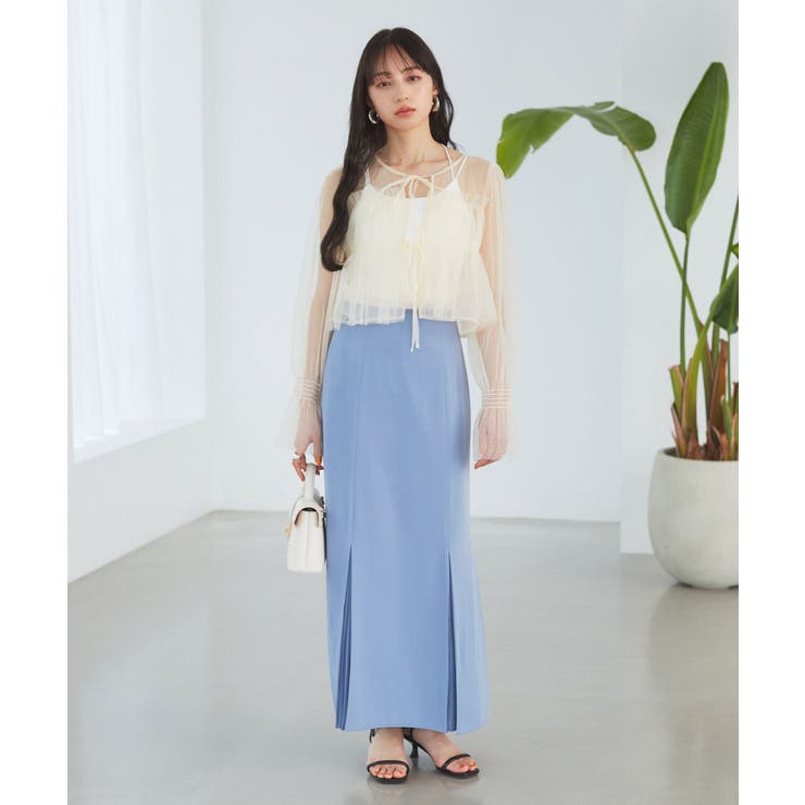 【前後2WAY】袖シャーリングチュールリボンブラウス | VIS  | 詳細画像29 