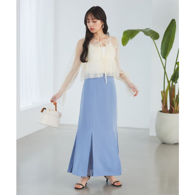 【前後2WAY】袖シャーリングチュールリボンブラウス | VIS  | 詳細画像30 