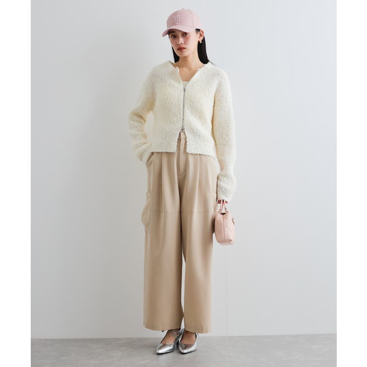 リボンヤーンジップリブネックカーディガン | VIS  | 詳細画像2 