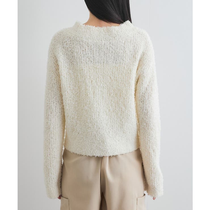 リボンヤーンジップリブネックカーディガン | VIS  | 詳細画像18 