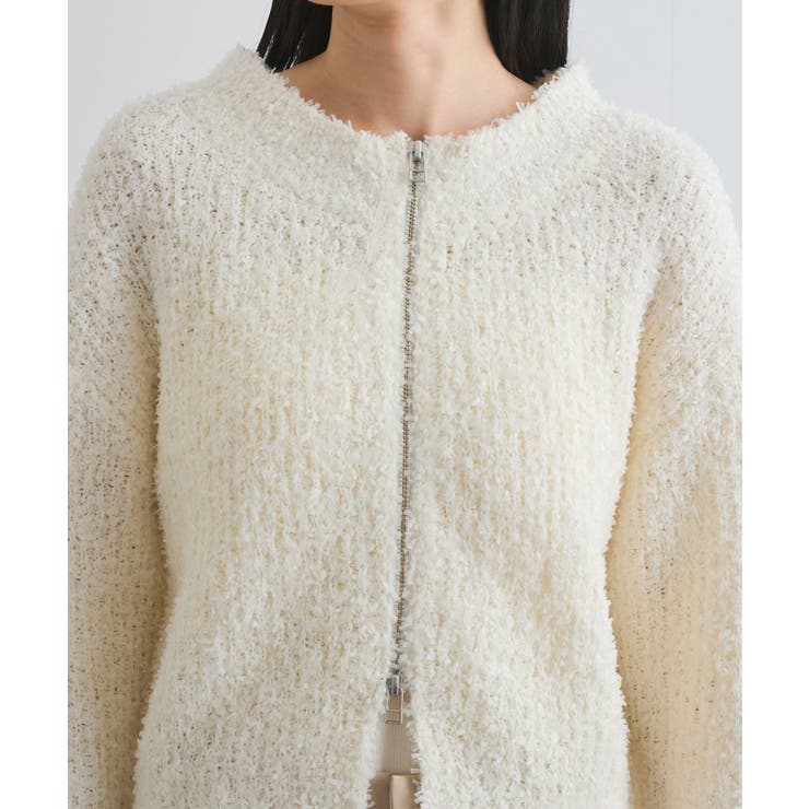 リボンヤーンジップリブネックカーディガン | VIS  | 詳細画像19 