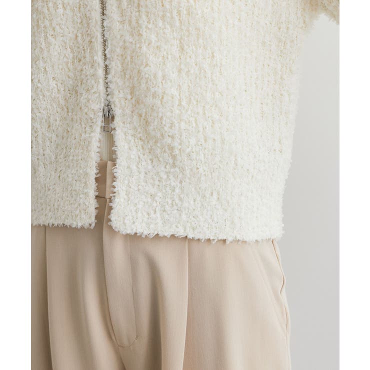 リボンヤーンジップリブネックカーディガン | VIS  | 詳細画像21 