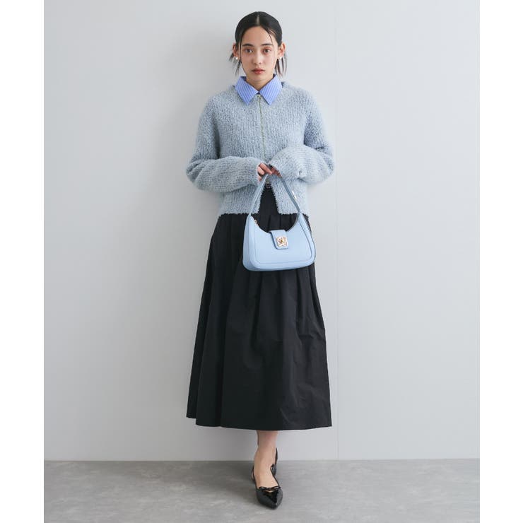 リボンヤーンジップリブネックカーディガン | VIS  | 詳細画像8 