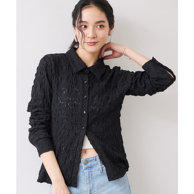 ストレッチレースジャガード衿付きカーディガン | VIS  | 詳細画像15 