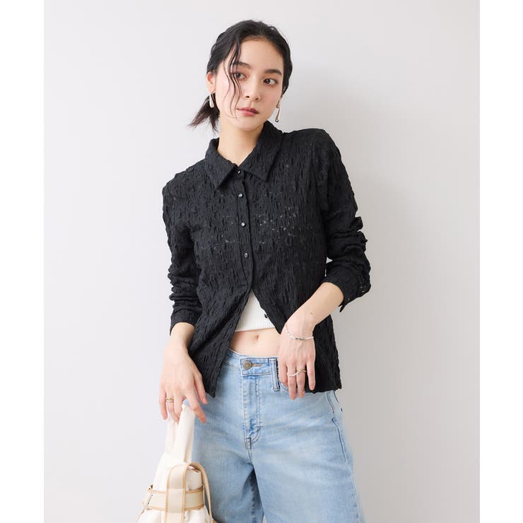 ストレッチレースジャガード衿付きカーディガン | VIS  | 詳細画像16 