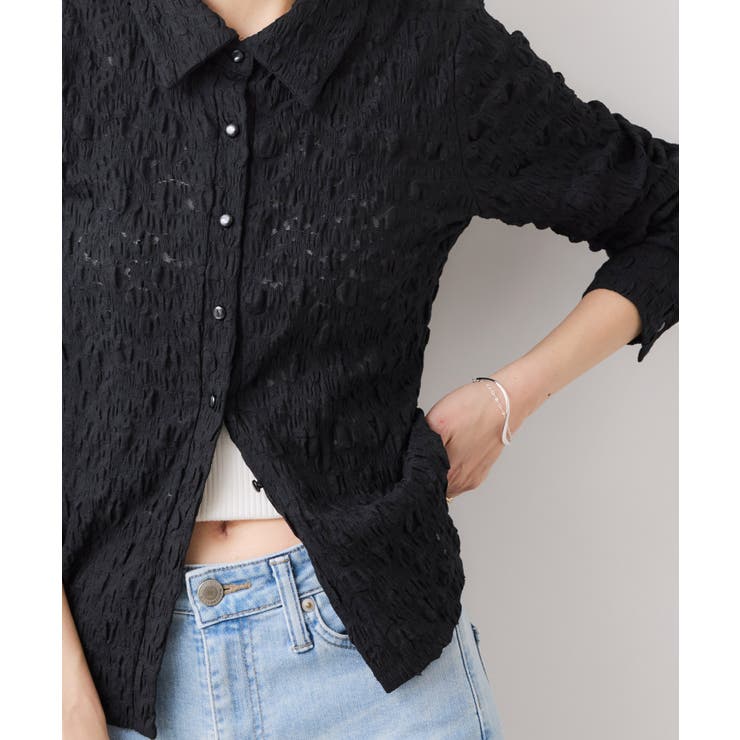 ストレッチレースジャガード衿付きカーディガン | VIS  | 詳細画像18 