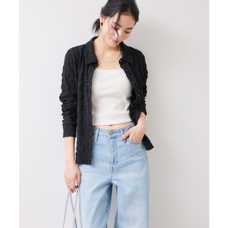 ストレッチレースジャガード衿付きカーディガン | VIS  | 詳細画像19 