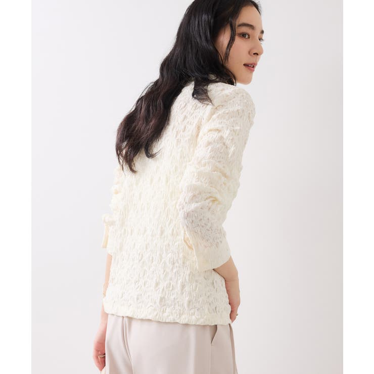 ストレッチレースジャガード衿付きカーディガン | VIS  | 詳細画像4 