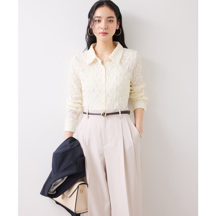 ストレッチレースジャガード衿付きカーディガン | VIS  | 詳細画像6 