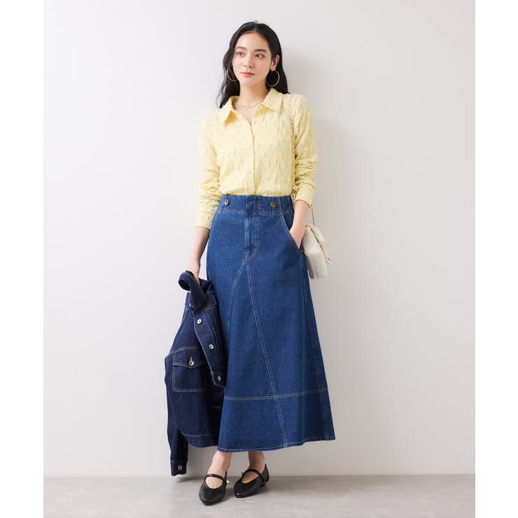 ストレッチレースジャガード衿付きカーディガン | VIS  | 詳細画像9 