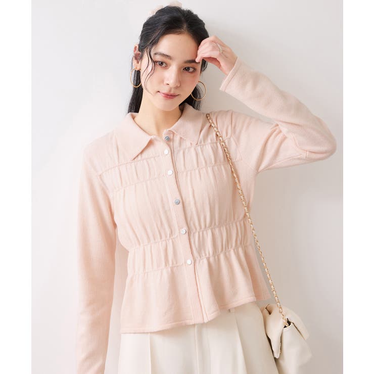 ピンク(63) | ギャザーニットカーデ | VIS 