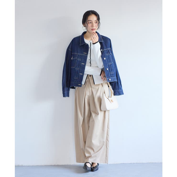 バイカラークルーネックカーディガン | VIS  | 詳細画像16 