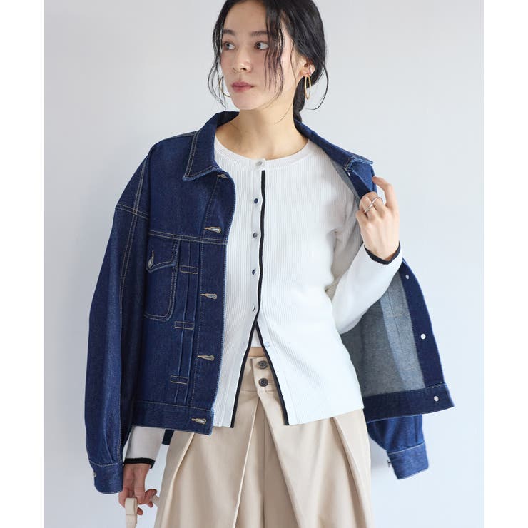 バイカラークルーネックカーディガン | VIS  | 詳細画像17 