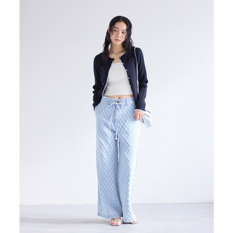 バイカラークルーネックカーディガン | VIS  | 詳細画像2 