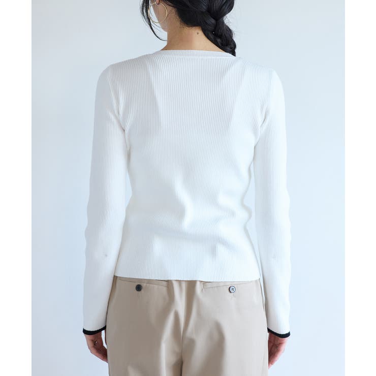 バイカラークルーネックカーディガン | VIS  | 詳細画像20 