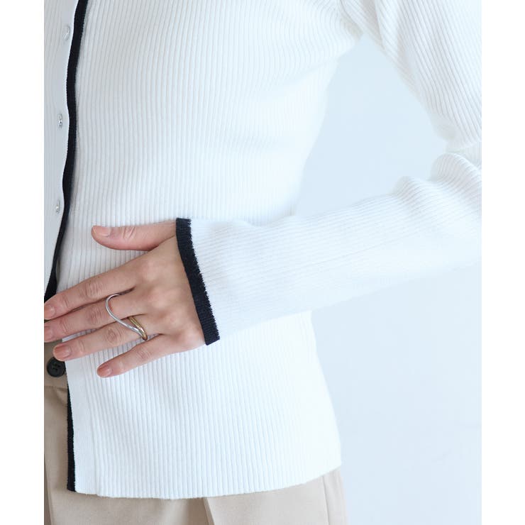 バイカラークルーネックカーディガン | VIS  | 詳細画像22 