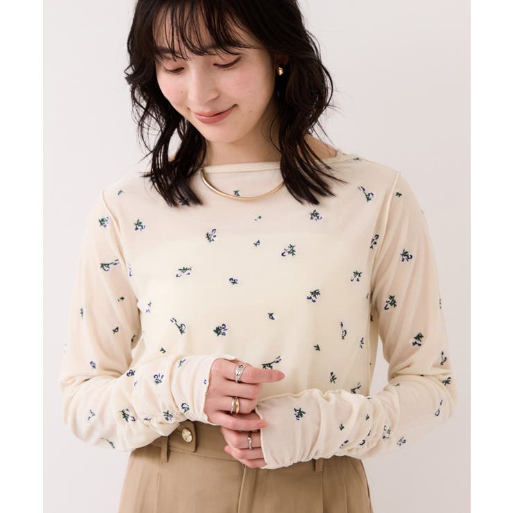 フロッキーチュール刺しゅうカーディガン/前後2WAY | VIS  | 詳細画像10 