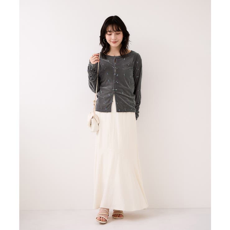 フロッキーチュール刺しゅうカーディガン/前後2WAY | VIS  | 詳細画像13 