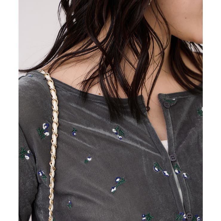 フロッキーチュール刺しゅうカーディガン/前後2WAY | VIS  | 詳細画像17 