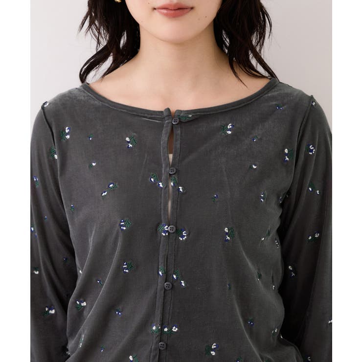 フロッキーチュール刺しゅうカーディガン/前後2WAY | VIS  | 詳細画像22 