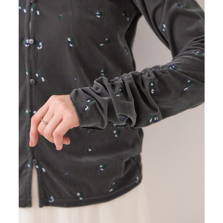 フロッキーチュール刺しゅうカーディガン/前後2WAY | VIS  | 詳細画像25 