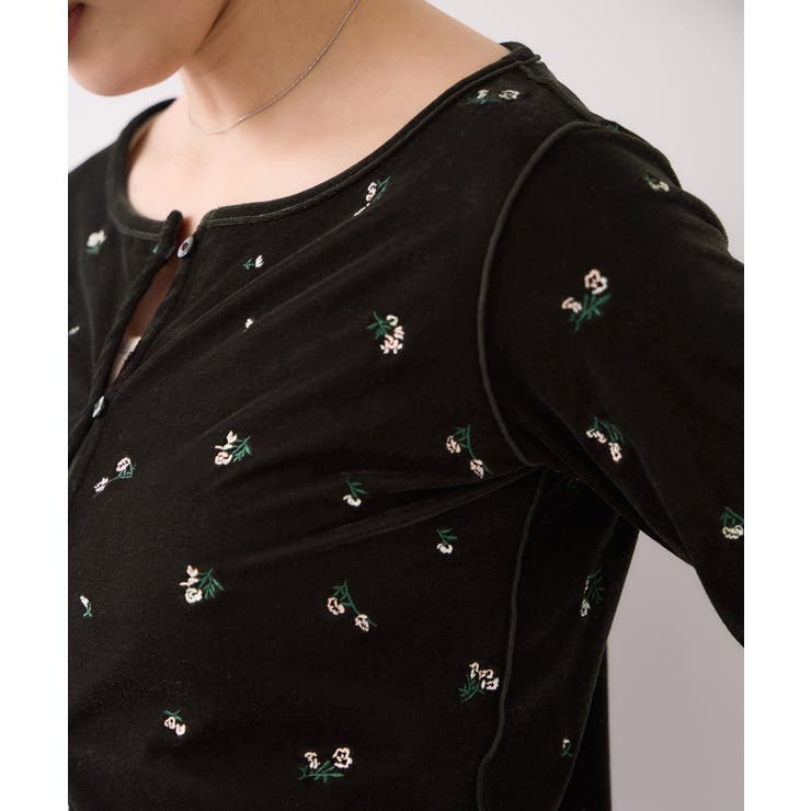 フロッキーチュール刺しゅうカーディガン/前後2WAY | VIS  | 詳細画像4 