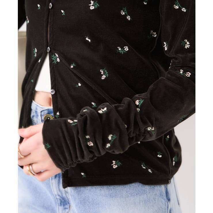 フロッキーチュール刺しゅうカーディガン/前後2WAY | VIS  | 詳細画像5 