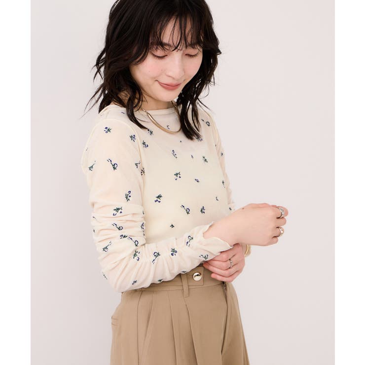 フロッキーチュール刺しゅうカーディガン/前後2WAY | VIS  | 詳細画像8 