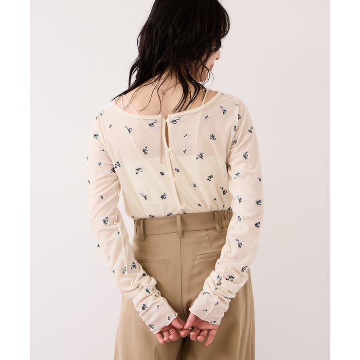 フロッキーチュール刺しゅうカーディガン/前後2WAY | VIS  | 詳細画像9 