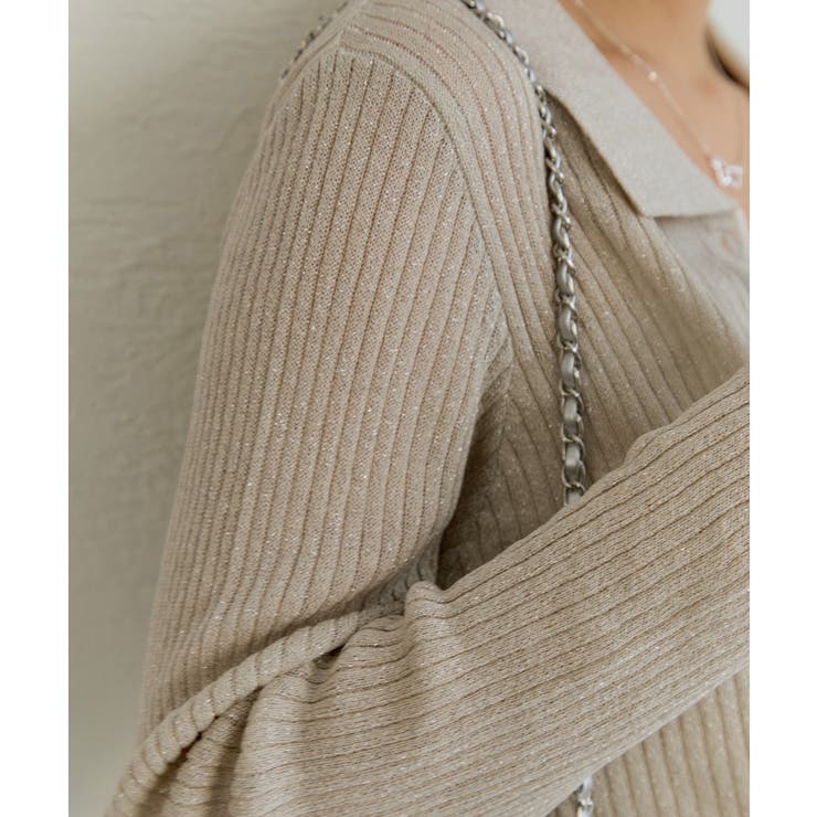 ポロ襟配色シアーリブカーディガン/イージーケア | VIS  | 詳細画像22 