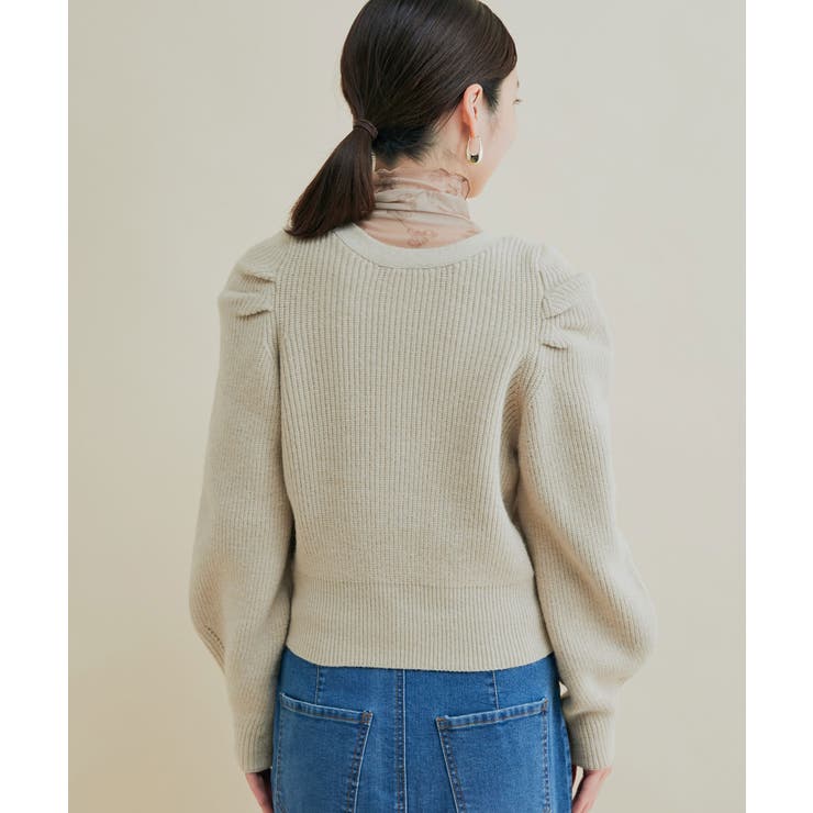 パワショルボリュームスリーブ片畦Vネックカーディガン | VIS  | 詳細画像10 