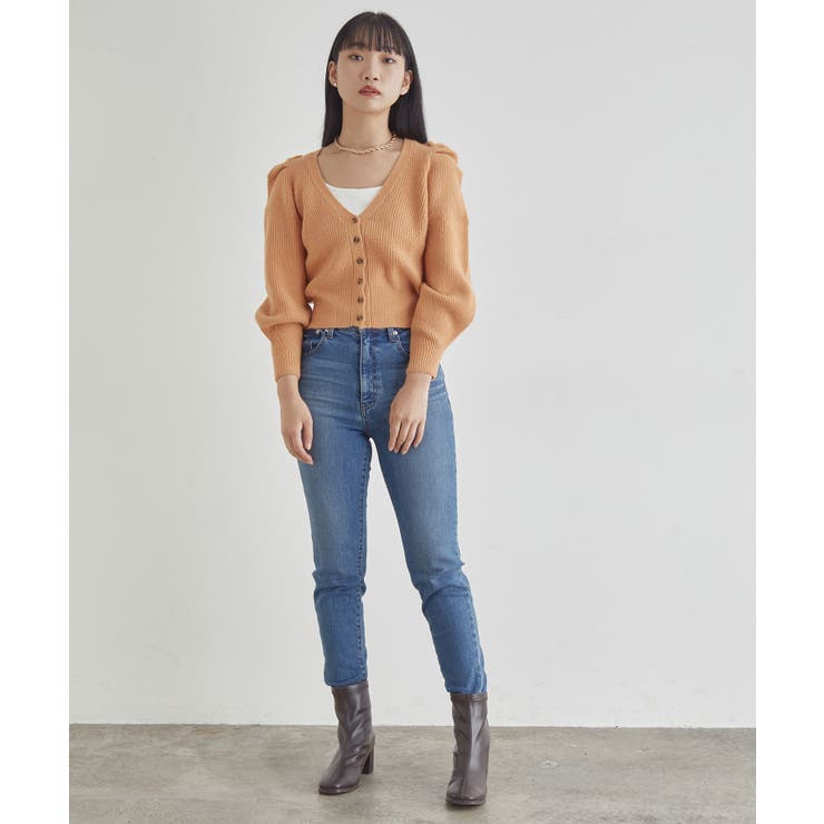 パワショルボリュームスリーブ片畦Vネックカーディガン | VIS  | 詳細画像16 