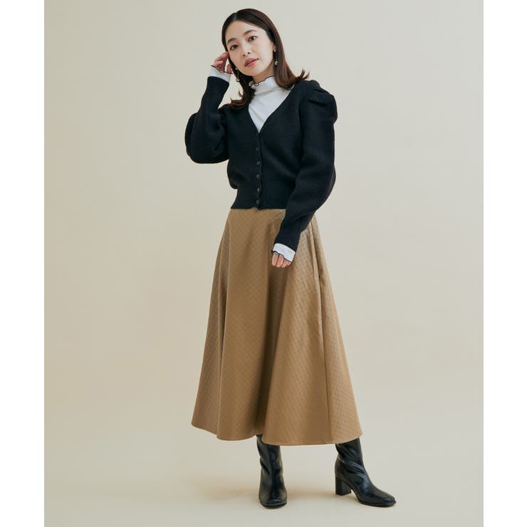 パワショルボリュームスリーブ片畦Vネックカーディガン | VIS  | 詳細画像4 